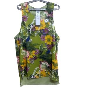 Puma Dunked In Florals Jersey Mens M Green New Tags Basketball Tank 630906 01